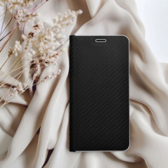 Samsung Galaxy A36 Wallet Cases LUNA Book Carbon Carbon Fibre, Elegant  Black