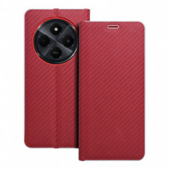 XIAOMI Redmi 14C Wallet Cases LUNA Book Carbon Carbon Fibre, Elegant  Red