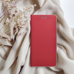 XIAOMI Redmi Note 14 Pro 5G Wallet Cases LUNA Book Carbon Carbon Fibre, Elegant  Red