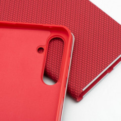 XIAOMI Redmi Note 14 5G Wallet Cases LUNA Book Carbon Carbon Fibre, Elegant  Red