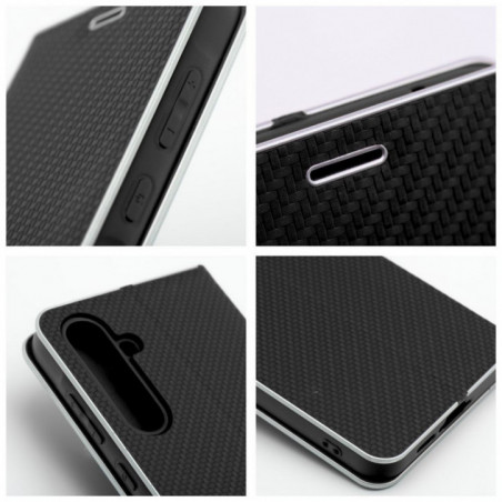 XIAOMI Redmi Note 14 4G Wallet Cases LUNA Book Carbon Carbon Fibre, Elegant  Black