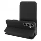 Samsung Galaxy S25 Wallet Cases FOLIO Side Magnet Elegant, Carbon pattern  Black