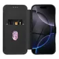 Apple iPhone 16 Pro Max Wallet Cases FOLIO Side Magnet Elegant, Carbon pattern  Black