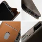 Samsung Galaxy S25 Wallet Cases FOLIO Side Magnet Elegant, Carbon pattern  Brown