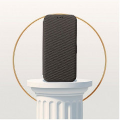 Samsung Galaxy S23 Ultra 5G Wallet Cases FOLIO Side Magnet Elegant, Carbon pattern  Brown