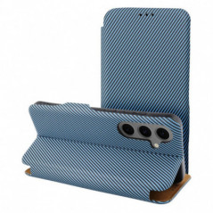 Samsung Galaxy S25 Ultra Wallet Cases FOLIO Side Magnet Elegant, Carbon pattern  Blue