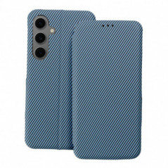 Samsung Galaxy S25 Plus Wallet Cases FOLIO Side Magnet Elegant, Carbon pattern  Blue