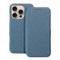 Apple iPhone 16 Pro Wallet Cases FOLIO Side Magnet Elegant, Carbon pattern  Blue