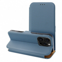 Apple iPhone 14 Pro Max Wallet Cases FOLIO Side Magnet Elegant, Carbon pattern  Blue