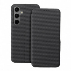 Samsung Galaxy A35 Wallet Cases FOLIO Side Magnet Elegant, Carbon pattern  Grey