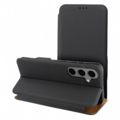 Samsung Galaxy A35 Wallet Cases FOLIO Side Magnet Elegant, Carbon pattern  Grey