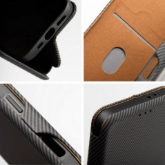 Samsung Galaxy A35 Wallet Cases FOLIO Side Magnet Elegant, Carbon pattern  Grey