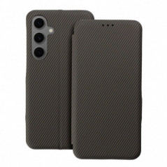 XIAOMI Redmi A3 Wallet Cases FOLIO Side Magnet Elegant, Carbon pattern  Brown