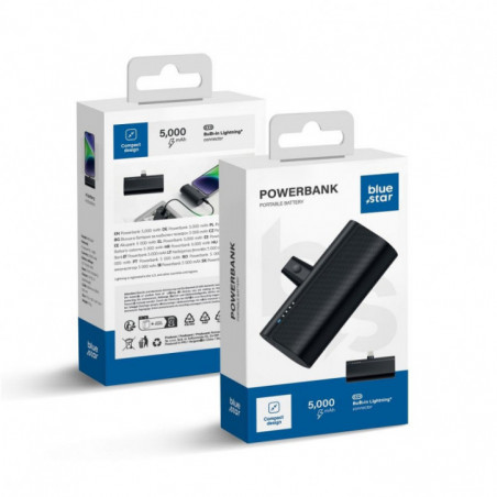 Power Bank  Blue Star W0556P 5000 mAh 2,1A with built-in connector Lightning Black