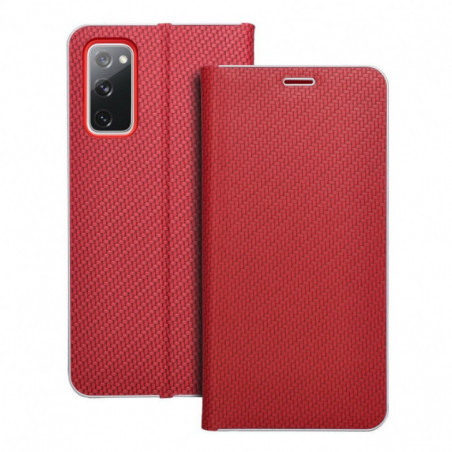 Samsung Galaxy S20 FE Wallet Cases LUNA Book Carbon Carbon Fibre, Elegant  Red