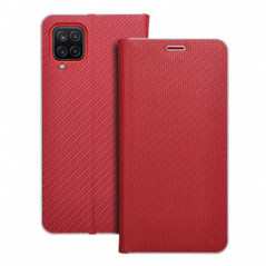 Samsung Galaxy A12 Wallet Cases LUNA Book Carbon Carbon Fibre, Elegant  Red