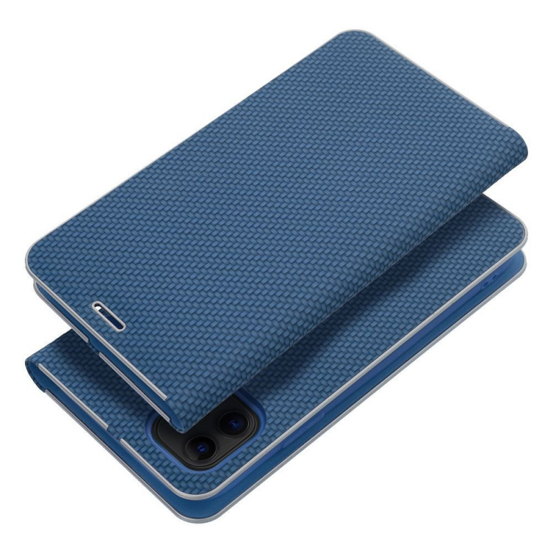 Apple iPhone 16e Wallet Cases LUNA Book Carbon Carbon Fibre, Elegant  Blue