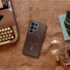 Samsung Galaxy S25 Ultra Case Gentleman Mag Cover Elegant  MagSAFE  Brown