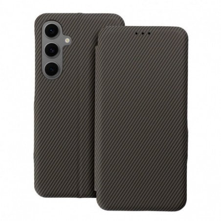 Motorola Moto G35 Wallet Cases FOLIO Side Magnet Elegant, Carbon pattern  Brown