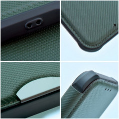 Apple iPhone 16e Wallet Cases Razor Book Carbon Fibre, Carbon pattern  Dark green