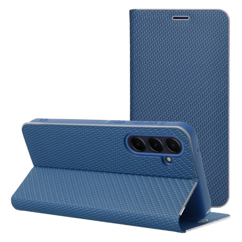 XIAOMI Redmi 15C Wallet Cases LUNA Book Carbon Carbon Fibre, Elegant  Blue