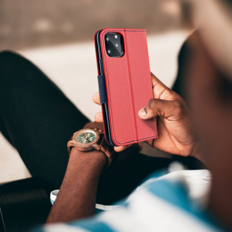 Motorola Moto G75 Wallet case Fancy Book Red / Navy