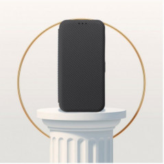 Motorola Moto G55 Wallet Cases FOLIO Side Magnet Elegant, Carbon pattern  Grey