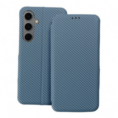 Motorola Moto G75 Wallet Cases FOLIO Side Magnet Elegant, Carbon pattern  Blue