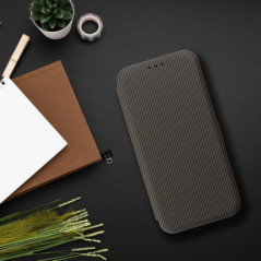Motorola Moto G75 Wallet Cases FOLIO Side Magnet Elegant, Carbon pattern  Brown