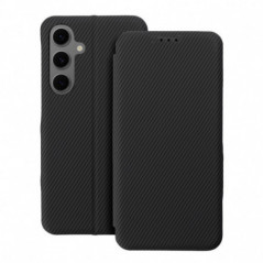 Motorola Moto G75 Wallet Cases FOLIO Side Magnet Elegant, Carbon pattern  Black