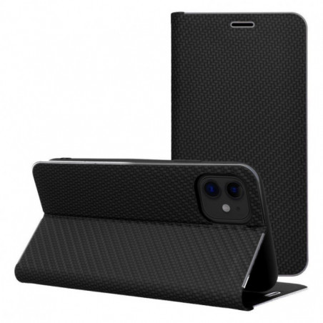 Apple iPhone 17 Pro Wallet Cases LUNA Book Carbon Carbon Fibre, Elegant  Black