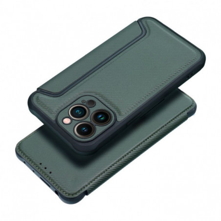 Apple iPhone 17 Pro Wallet Cases Razor Book Carbon Fibre, Carbon pattern  Dark green