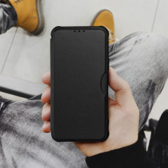 Apple iPhone 17 Pro Wallet Cases Razor Book Carbon Fibre, Carbon pattern  Black