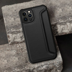 Apple iPhone 17 Air Wallet Cases Razor Book Carbon Fibre, Carbon pattern  Black