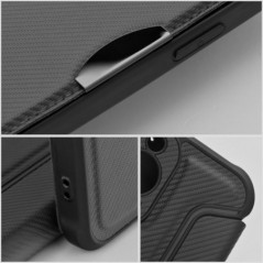 Samsung Galaxy S25 Edge Wallet Cases Razor Book Carbon Fibre, Carbon pattern  Black
