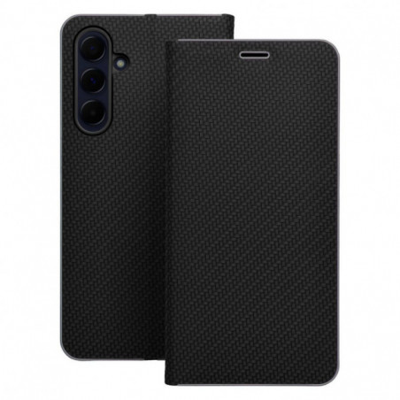 Samsung Galaxy S25 FE Wallet Cases LUNA Book Carbon Carbon Fibre, Elegant  Black
