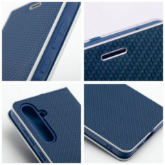 Samsung Galaxy S25 FE Wallet Cases LUNA Book Carbon Carbon Fibre, Elegant  Blue