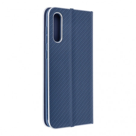 Samsung Galaxy A71 LTE Wallet Cases LUNA Book Carbon Carbon Fibre, Elegant  Blue 