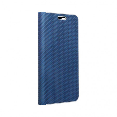 Samsung Galaxy A72 LTE Wallet Cases LUNA Book Carbon Carbon Fibre, Elegant  Blue 