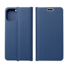 Apple iPhone 13 mini Wallet Cases LUNA Book Carbon Carbon Fibre, Elegant  Blue 